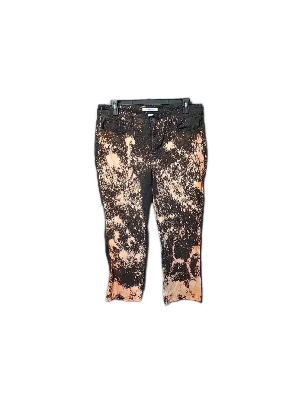 Vtg Y2K Croft&Barrow Womens Bleached Jeans 16 Stretch Straight Leg Black Orange - Picture 14 of 14